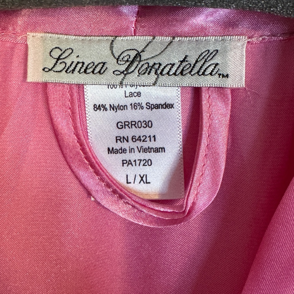 Linea Donatella Pink Satin Lace Trim Robe L/XL - Picture 2 of 4